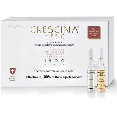 Crescina Набор 1300 для мужчин Лосьон для стимуляции роста 3.5 №20 штук + 20 штук против выпадения волос