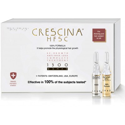 Crescina Набор 1300 для женщин Лосьон для стимуляции роста 3.5 №10 штук + 10 штук против выпадения волос