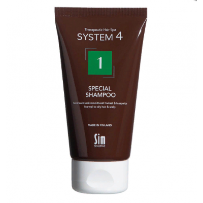 System 4 Шампунь № 1 терапевтический для нормальной и жирной кожи головы и волос с климбазолом 75 мл