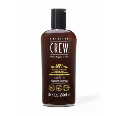 American CREW Ginger+Tea Шампунь, кондиционер, гель для душа 3-в-1 Имбирь+Чай 250 мл