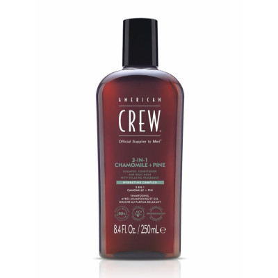 American CREW Chamomile+Pine Шампунь, кондиционер, гель для душа 3-в-1 Ромашка+Сосна 250 мл