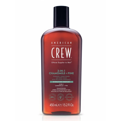 American CREW Chamomile+Pine Шампунь, кондиционер, гель для душа 3-в-1 Ромашка+Сосна 450 мл