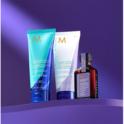 Moroccanoil Purple Набор для Блонда (Шампунь 70 мл + Кондиционер 70 мл + Масло с фиолетовым пигментом 25 мл)