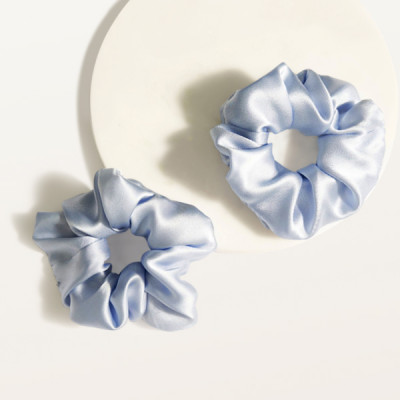 Ayris Silk Резинки широкие шелковые, серебристо-голубой, 2 шт.