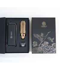 S-Heart-S Набор подарочный Расческа Scalp Brush Premium укороченная (золото-шампань) + Дорожный чехол